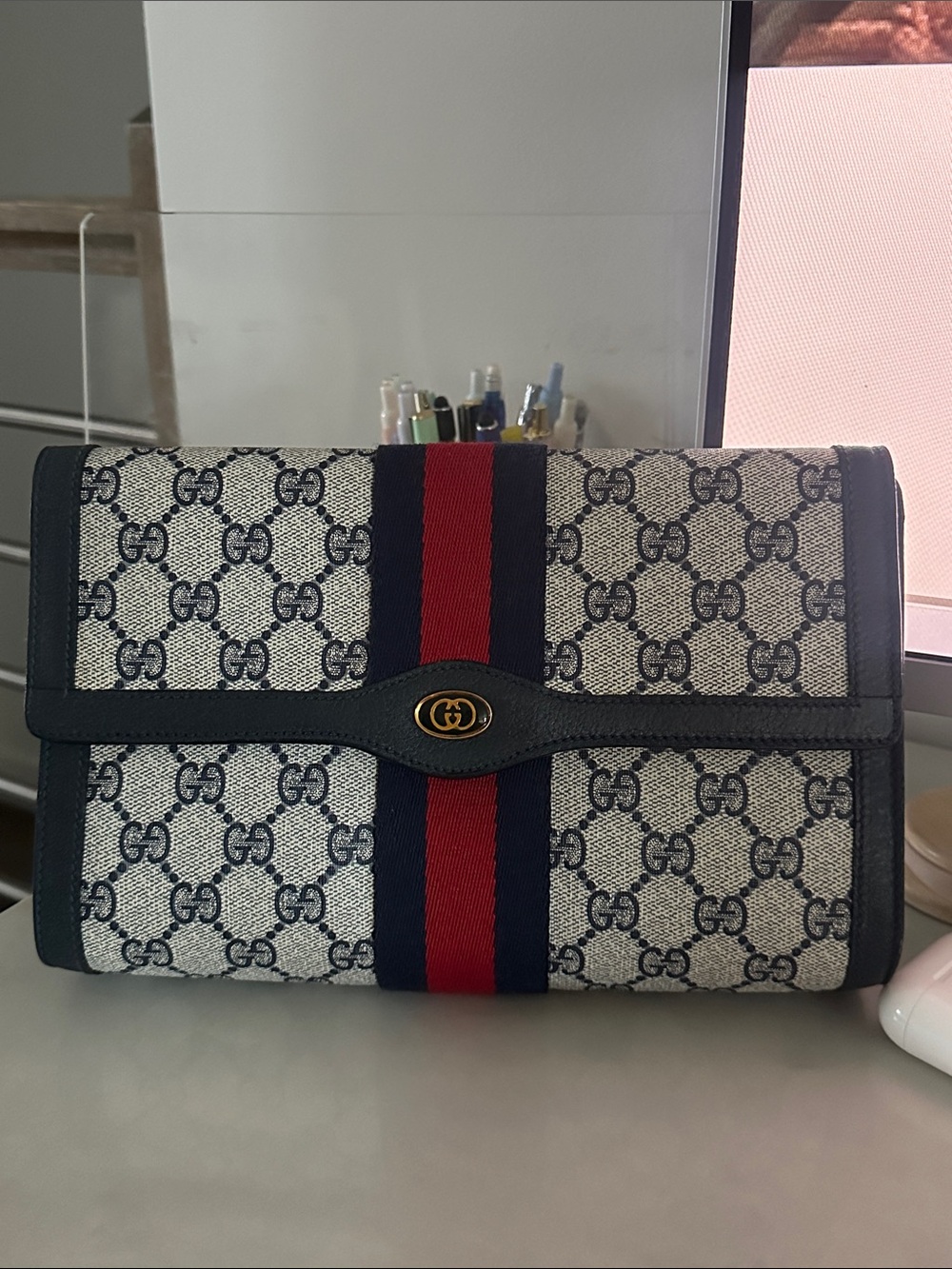 Gucci Beige Monogram Clutch